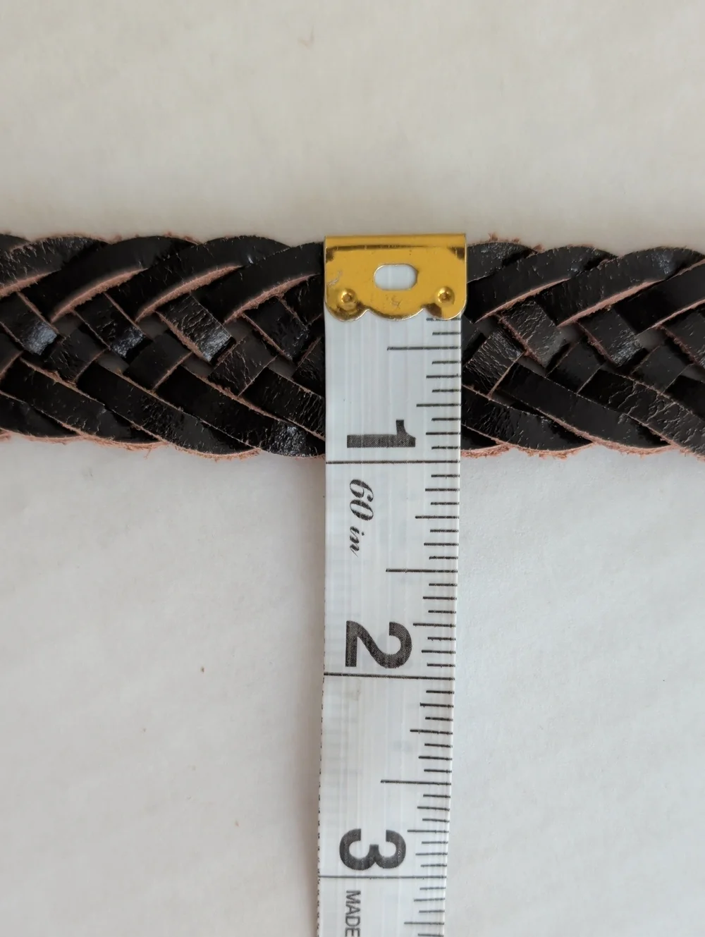 Chaps Braided Genuine Leather Belt MEDIUM Dark Brown FLAWS